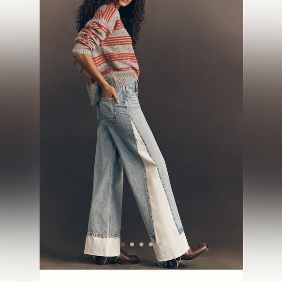 MOTHER Denim - MOTHER Nacho Double Dip High Rise Wide Leg Jeans Deep Fried Color